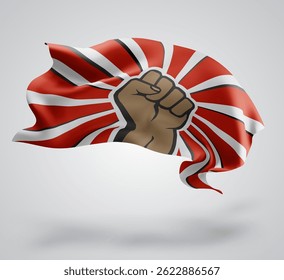 Protest, vector 3d flag with waves on a white background