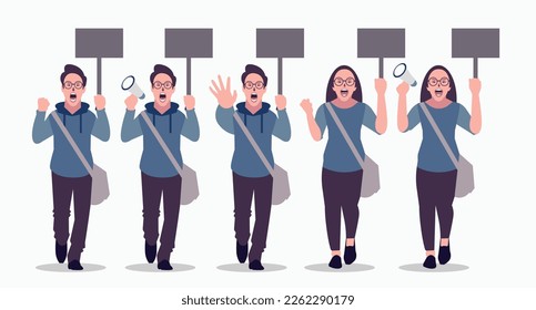 protest is a vector design of several people giving their opinion in public