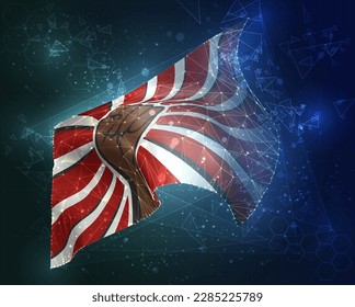 Protest,  vector flag, virtual abstract 3D object from triangular polygons on a blue background