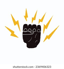 Protest Vector Icon isolated on white background. Raised Fist Vector Icon Human Hand Up