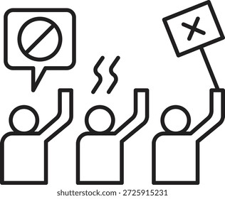 Design de ícone de linha de vetor de protesto