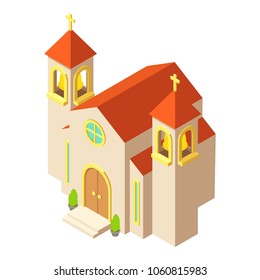 Protestant church icon. Isometric illustration of protestant church vector icon for web