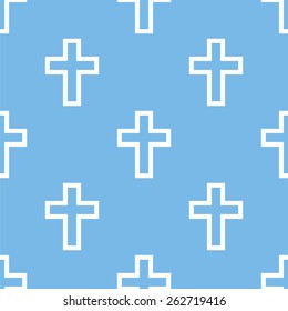 Protestant Cross blue with white seamless pattern for web design. Vector symbol