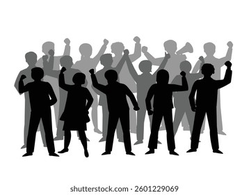 Protestant silhouette vector illustration. Demonstration. 
