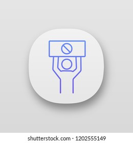 Protester app icon. Protest. Social or political movement. Person holding protest banner. Human rights protection. Contentious action. UI/UX interface. Web application. Vector isolated illustration