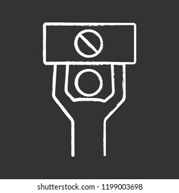 Protester chalk icon. Protest event. Social or political movement. Person holding protest banner. Human rights protection. Contentious action. Isolated vector chalkboard illustration