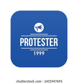 Protester gramophone icon blue vector isolated on white background