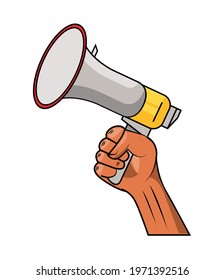 protester hand with megaphone icon