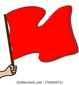 Protester holding up red flag with Hand drawn Style vector.