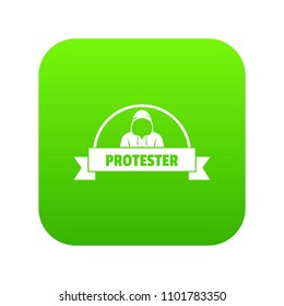Protester human icon green vector isolated on white background