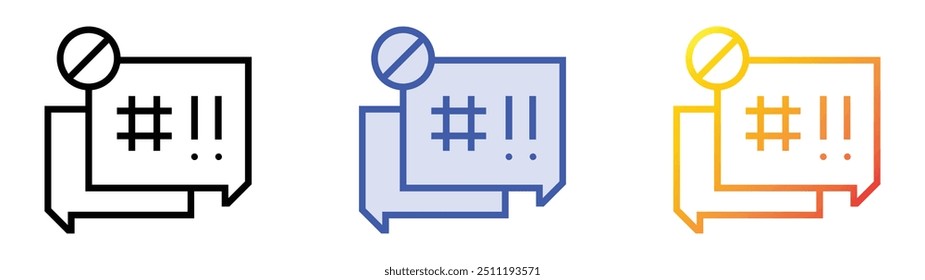 Symbol eines Demonstranten. Lineares, blaues Füllungs- und Farbverlauf-Design einzeln auf weißem Hintergrund