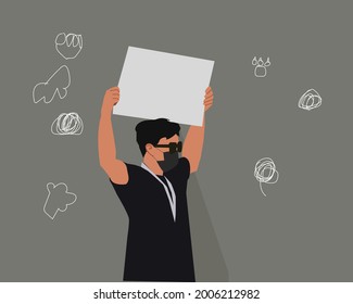 
protester illustration vector, worldwide labor day
