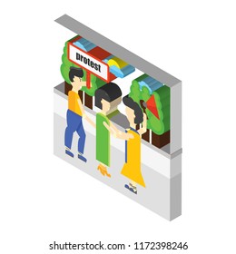 Protester isometric left top view 3D icon