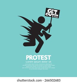 Protester With A Protest Message Board Vector Illustration