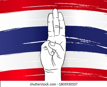 Protester zeigen drei Finger Salat auf thailändischem Hintergrund, Grafikdesign-Element - Vektorgrafik