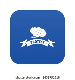 Protester smoke icon blue vector isolated on white background