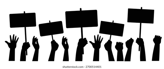 protesters banners vector illustration concept of hands