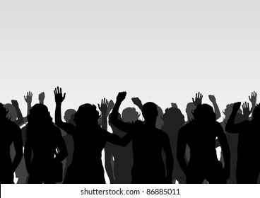 Protesters crowd landscape background illustration