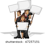 Protesters on rally. Business cartoon people.