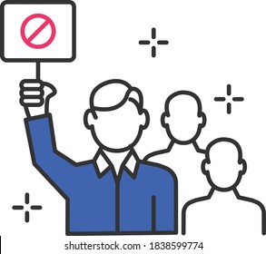 Protesters people Concept, Peaceful protest march, activist holding banner or placard and protesting activist Vector Icon Design, Presidential elections in United States Symbol on White background