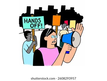 Protesters rally, their message clear: "Hands Off!