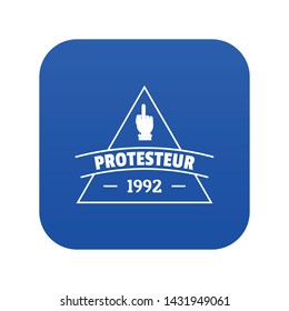Protesteur icon blue vector isolated on white background