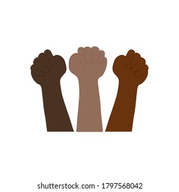 Protestkonzept, nach Händen, die auf weißem Hintergrund protestieren, floraler Stil, Vektorgrafik