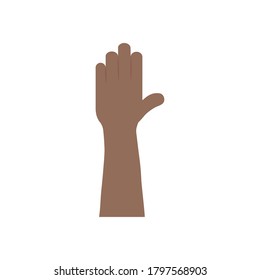 protesting concept, open hand up icon over white background, flat style, vector illustration