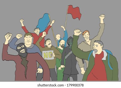 Protesting crowd make revolution