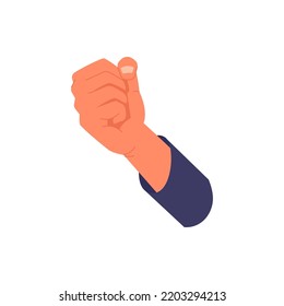 Protesting hand gesture, isolated arm of character clenched in fist. Demonstration or fight, symbol of power and resistance. Vector in flat cartoon style
