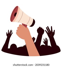 protesting hands and megaphone icon