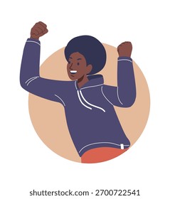 Protestando contra um homem de mãos levantadas