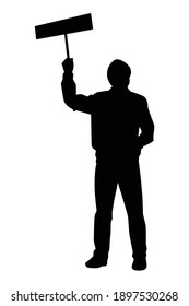 Protesting man silhouette vector on white background