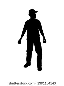 Protesting man silhouette vector, political concept.