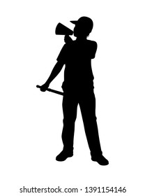 Protesting man silhouette vector, political concept.