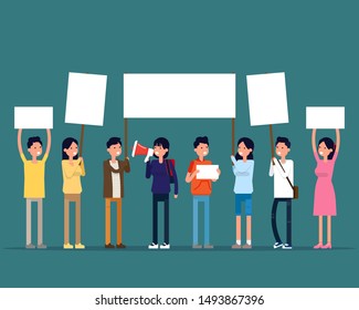 Protesting people. Character with signs against war concept, Protest, Riot, Placards and Signboard on strike, Demonstration
