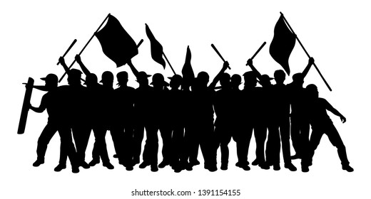 Protesting people silhouette vector, political concept.