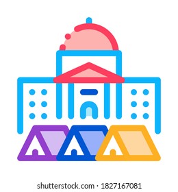 protesting tents in front of government icon vector. protesting tents in front of government sign. color symbol illustration