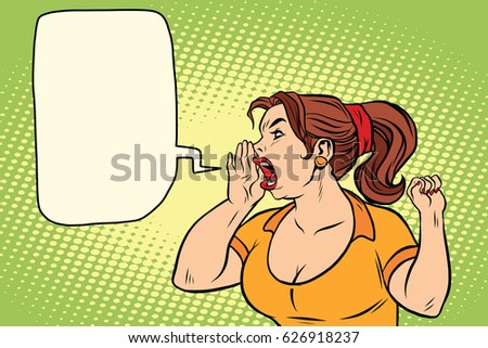 Protesting woman activist shouts