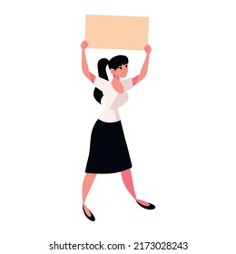 protesting woman with placard icon
