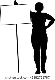 Demonstranten oder Demonstranten bei einem Demonstrationsmarsch, einer Picketline oder einem Streik Protest Kundgebung in Silhouette. Halten Sie ein Banner oder eine Plakatwand für das Picketschild fest.