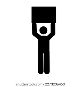  Demonstranten mit Plakaten. Schwarze Silhouetten. Vektorgrafik