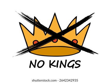 ‘No Kings’ Protests Across the United States. Crown and inscription No.	