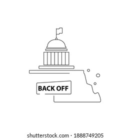 Protests after presidential elections in America, activists attacked to congress, back off text in front of White house, line icon, republikans