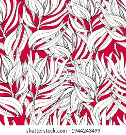 Proteus pattern. African flower, big beautiful bud. Botanical background with white flower. For wallpaper, textiles, design. Stock graphics. Isolate.