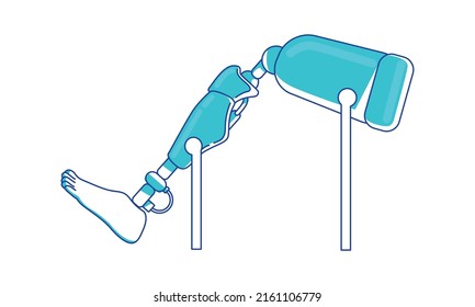 Prothesis device semi flat color vector element. Full sized object on white. Bionic implant. Replace missing body part simple cartoon style illustration for web graphic design and animation