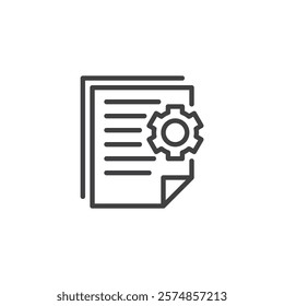 Protocol Document line icon. linear style sign for mobile concept and web design. A paper document with a gear outline vector icon. Rules, agreements, and official processes symbol, logo illustration