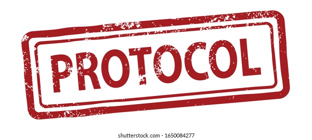 protocol, red grunge rubber stamp, vector illustration 
