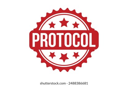 Sello de protocolo. Estampilla de goma grunge de protocolo rojo