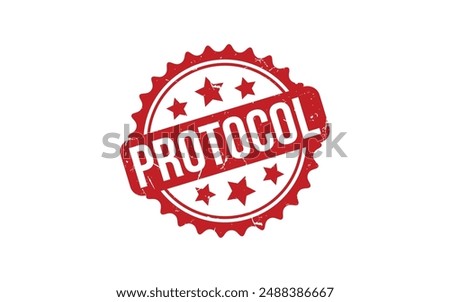 Protocol Stamp. Red Protocol Rubber grunge Stamp